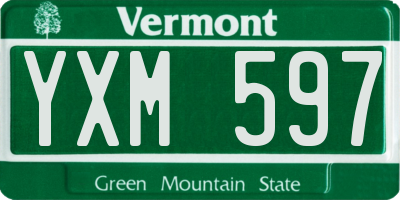 VT license plate YXM597