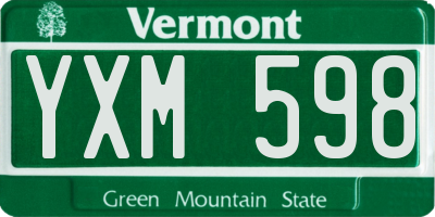 VT license plate YXM598