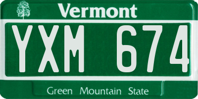 VT license plate YXM674