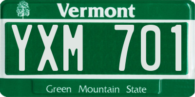 VT license plate YXM701