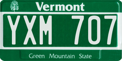 VT license plate YXM707