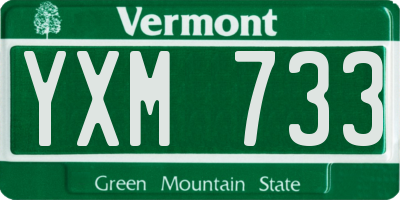 VT license plate YXM733