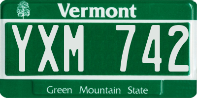 VT license plate YXM742