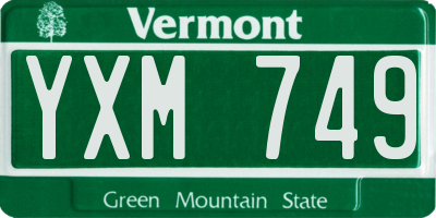 VT license plate YXM749