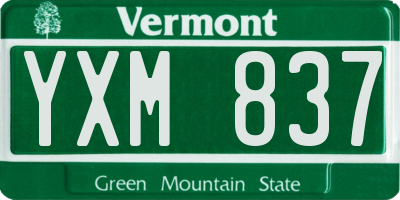 VT license plate YXM837