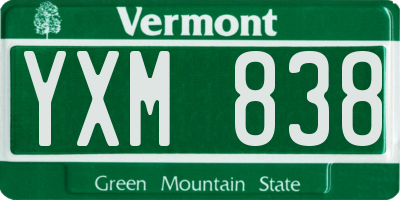 VT license plate YXM838