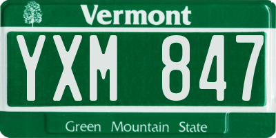 VT license plate YXM847