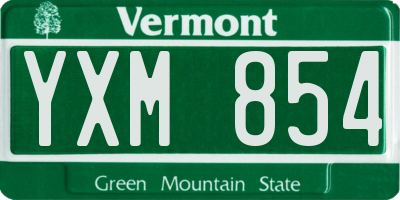 VT license plate YXM854