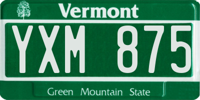 VT license plate YXM875