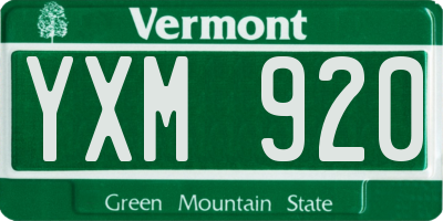 VT license plate YXM920