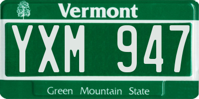 VT license plate YXM947