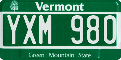 VT license plate YXM980