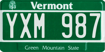 VT license plate YXM987