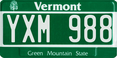 VT license plate YXM988