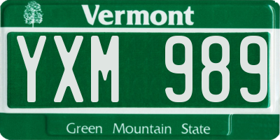 VT license plate YXM989