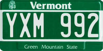 VT license plate YXM992