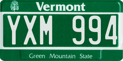 VT license plate YXM994