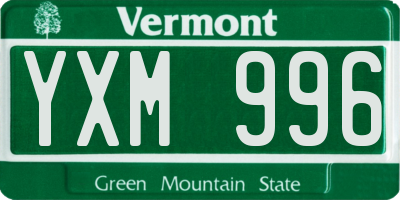 VT license plate YXM996