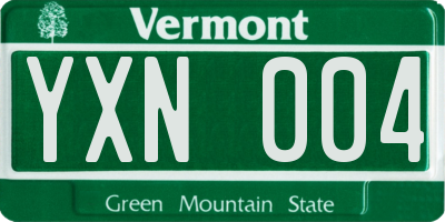 VT license plate YXN004