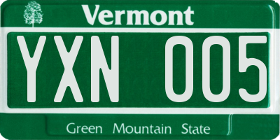 VT license plate YXN005