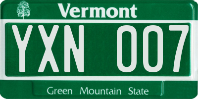 VT license plate YXN007