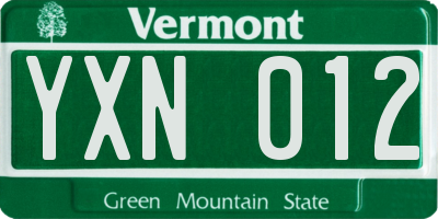 VT license plate YXN012