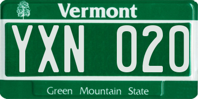 VT license plate YXN020