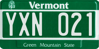 VT license plate YXN021