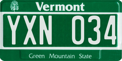 VT license plate YXN034