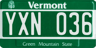 VT license plate YXN036