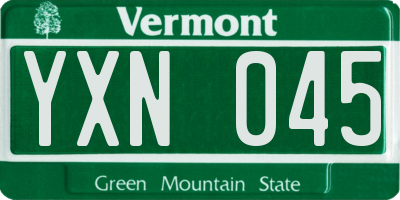 VT license plate YXN045