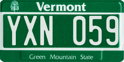 VT license plate YXN059