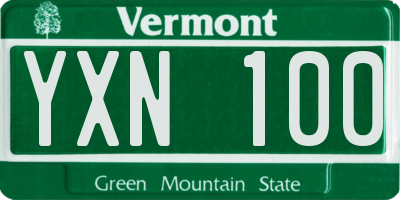VT license plate YXN100