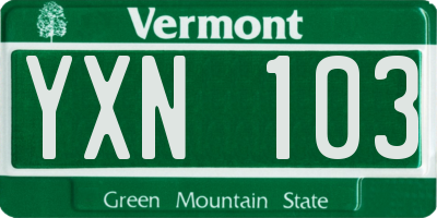 VT license plate YXN103