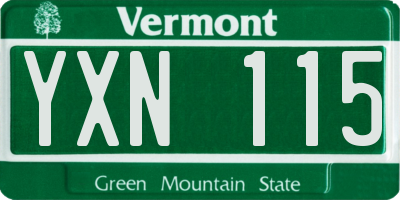 VT license plate YXN115