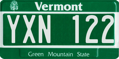 VT license plate YXN122