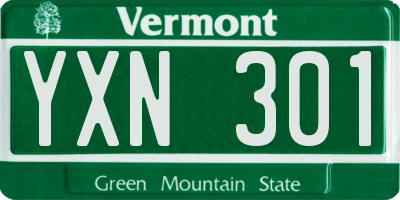VT license plate YXN301