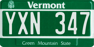 VT license plate YXN347