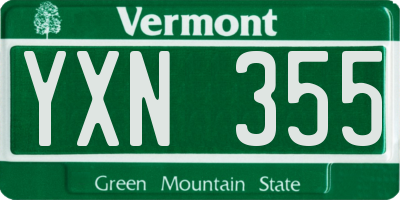 VT license plate YXN355