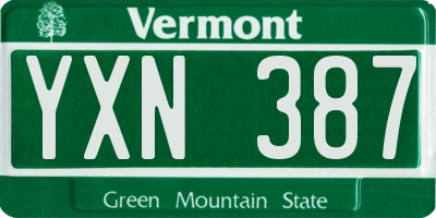 VT license plate YXN387