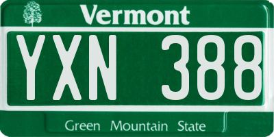 VT license plate YXN388