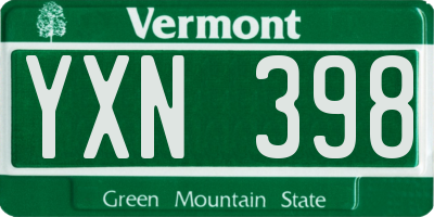 VT license plate YXN398