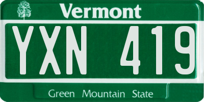VT license plate YXN419
