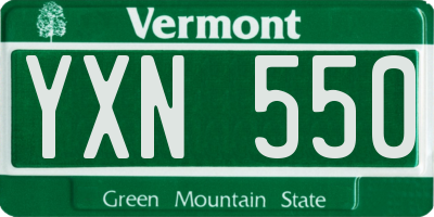 VT license plate YXN550