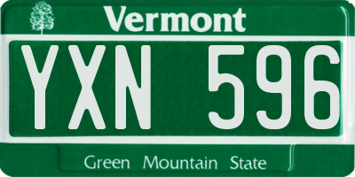 VT license plate YXN596
