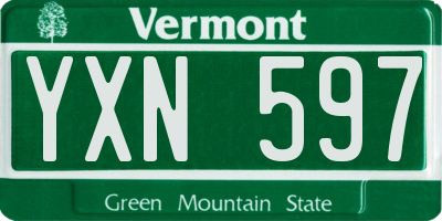 VT license plate YXN597