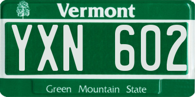 VT license plate YXN602