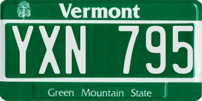 VT license plate YXN795