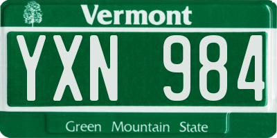 VT license plate YXN984