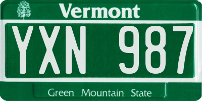 VT license plate YXN987